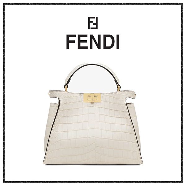 21新作フェンディ ピーカブーホワイトクロコダイルレザーバッグ偽物 8BN302A9XJF0VWM